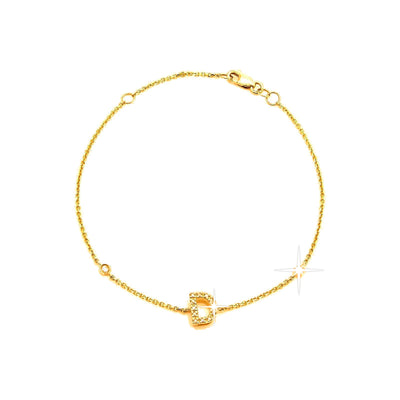 7mm Brazalete de Dama Oro 14k Inicial Pavé con Diamantes Naturales