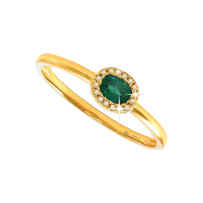 Anillo de Dama Oro 14k Ovalados con Esmeralda y Diamantes Naturales