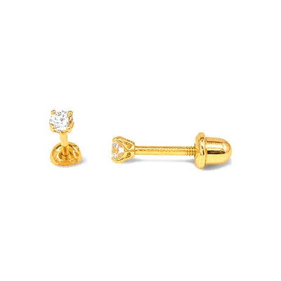 Aretes para Bebé Oro 14k Solitario
