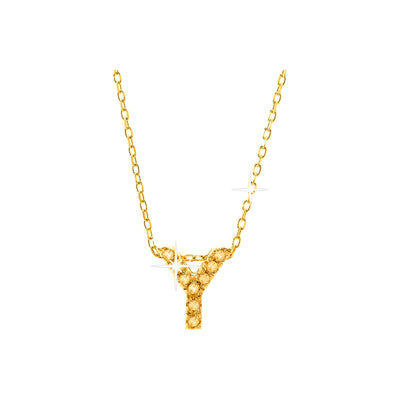 7mm Collar Oro 14k Inicial Pavé con Diamantes Naturales