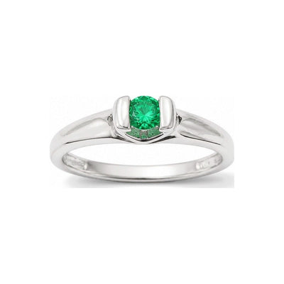 Anillo de Dama Oro Blanco 18k Esmeralda Natural Solitario