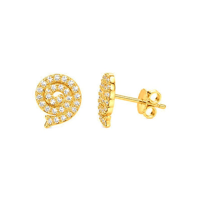 Aretes de Dama Oro 10k Espiral con Circonios