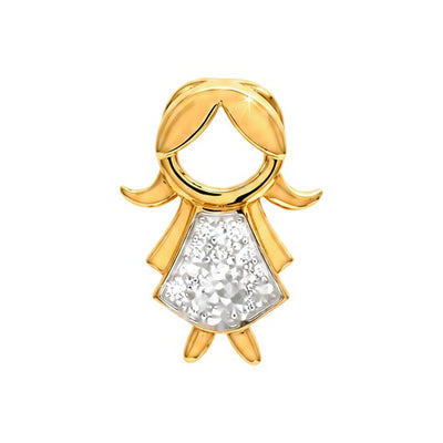 7x11mm Dije Niña Vestido Pavé Oro 14k con Circonios