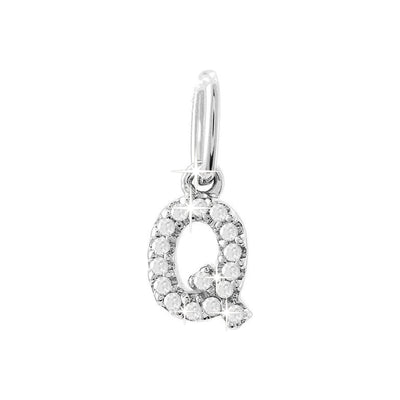12mm Dije Oro Blanco 14k Inicial Pavé con Diamantes Naturales