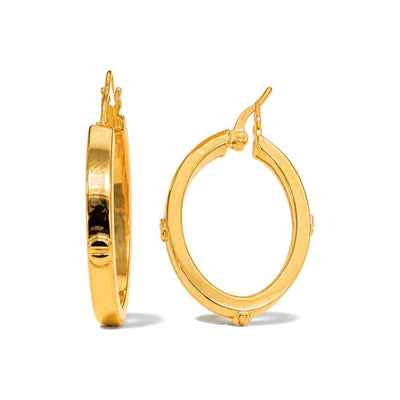 Aretes de Dama Oro 10k Aro Plano con Puntos