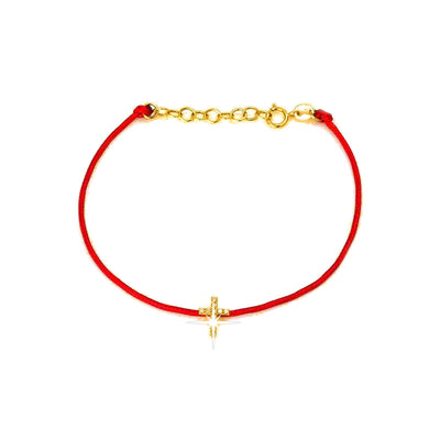 6x9mm Brazalete de Dama Oro 14k Cruz Pavé con Diamantes Naturales