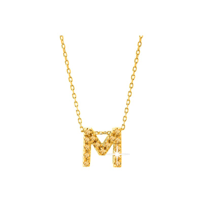 7mm Collar Oro 14k Inicial Pavé con Diamantes Naturales