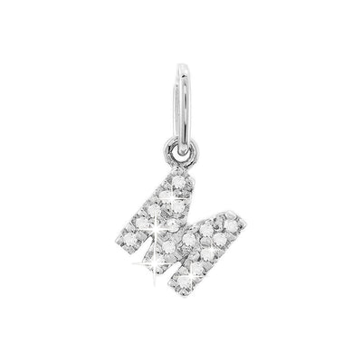 12mm Dije Oro Blanco 14k Inicial Pavé con Diamantes Naturales