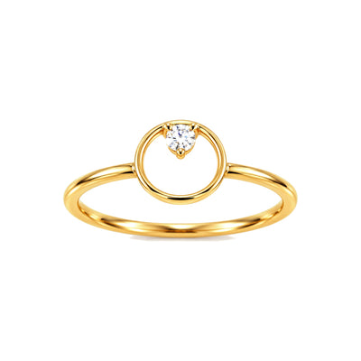 Anillo de Dama Oro 14k Círculo Abierto con Diamante Natural