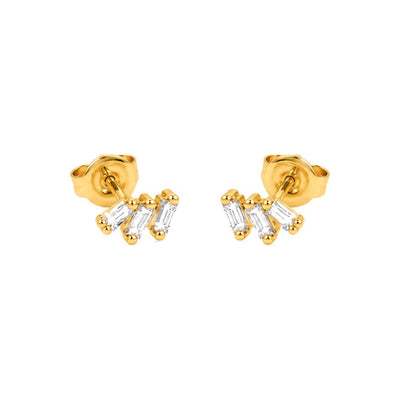 3x5mm Aretes de Dama Oro 14k Baguette con Diamantes Naturales