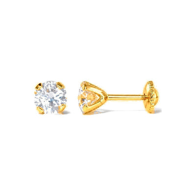 Aretes de Dama Oro 14k Solitario Clásico 4 Garras