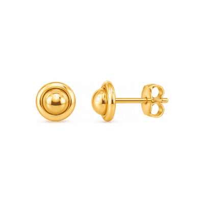Aretes de Dama Oro 10k Media Bola con Aro Pulido