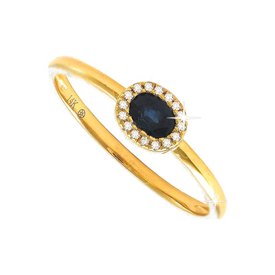Anillo de Dama Oro 14k Ovalados con Zafiro y Diamantes Naturales