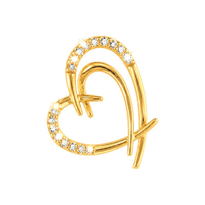 Dije Corazón Doble Línea Oro 14k con Diamantes Naturales