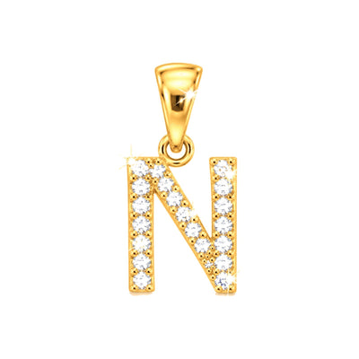 Dije Letra N Oro 10k con Diamantes Naturales