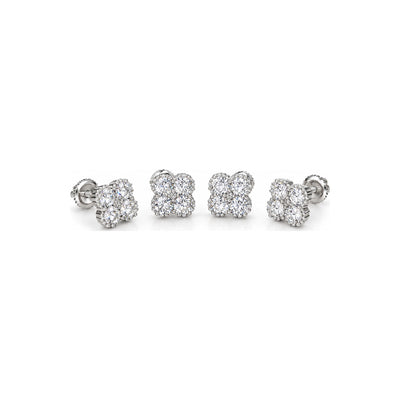 Aretes Cluster Trébol Tornillo Moissanite S925