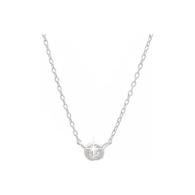 3.5mm Collar Oro Blanco 14k Redondos con Diamantes Naturales