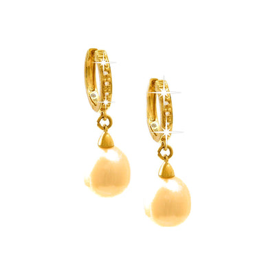 Aretes de Dama Oro 14k Gota con Perla y Diamantes Naturales