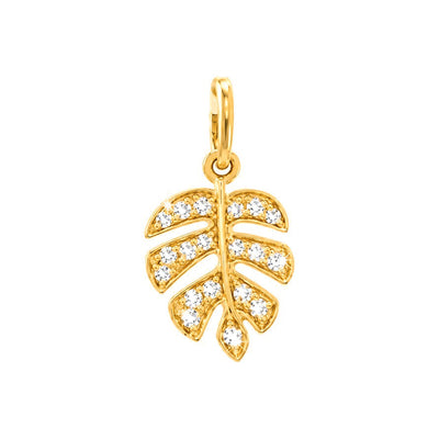 Dije Hoja de Monstera Oro 14k con Diamantes Naturales