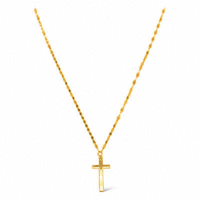 Cadena Oro 14k Corte Espejo con Dije Cruz
