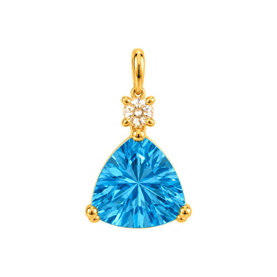 Dije Topacio Azul Trilliant con Circonio Oro 14k