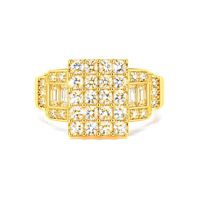 Anillo de Matrimonio Dama Oro 10k Cluster Rectangular Grande