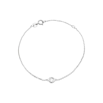 5mm Brazalete de Dama Oro Blanco 14k Redondos con Topacio Blanco