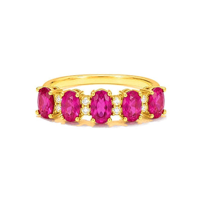 Anillo de Dama Oro 10k Eternity Circonios Fucsia
