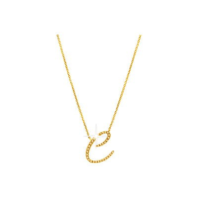 16mm Collar Oro 14k Inicial Pavé con Diamantes Naturales