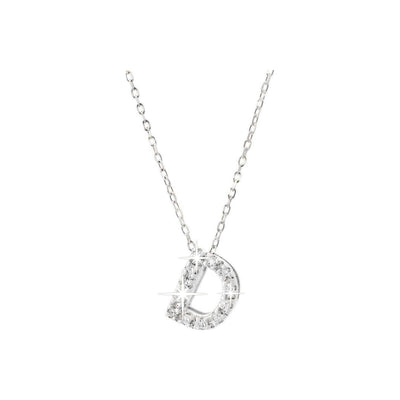 7mm Collar Oro Blanco 14k Inicial Pavé con Diamantes Naturales
