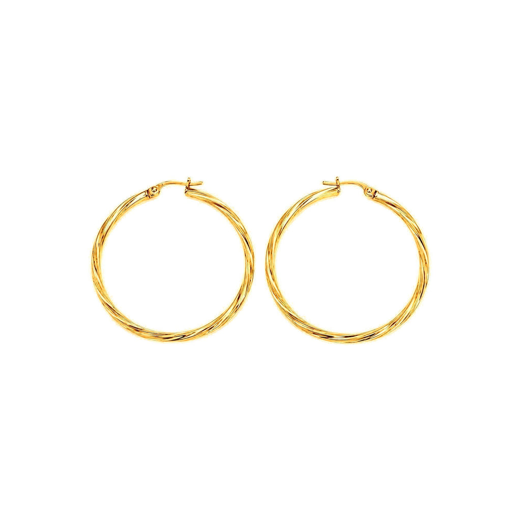 Aretes de Dama Oro 14k Aro Grande Torcido