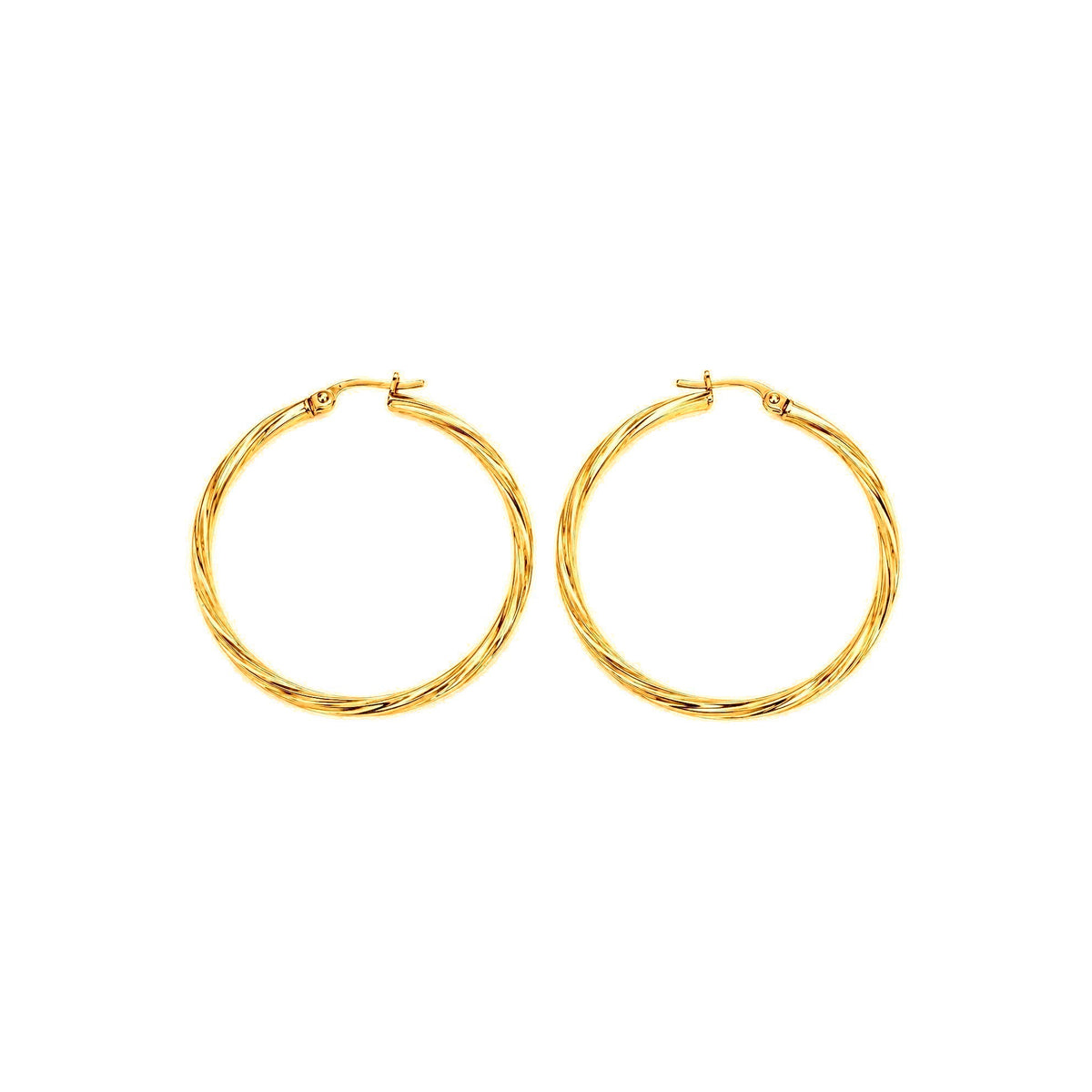 Aretes de Dama Oro 14k Aro Grande Torcido