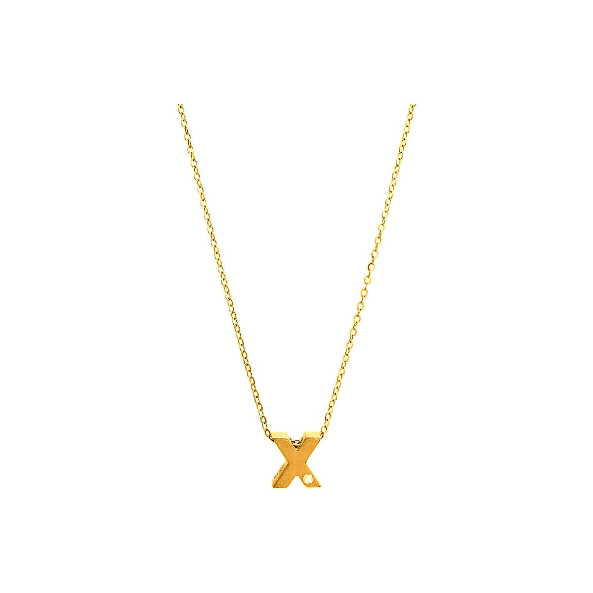 8mm Collar Oro 14k Inicial con Diamantes Naturales