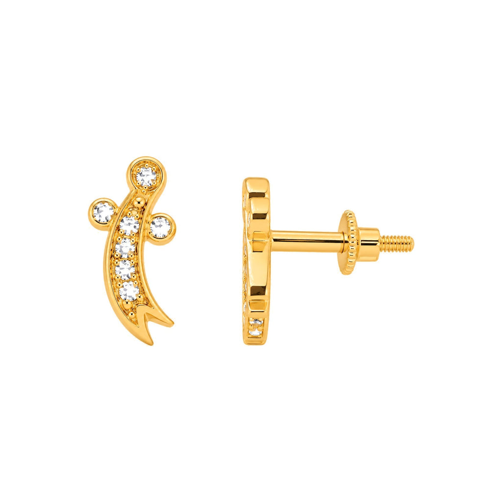 Aretes de Dama Oro 10k Rayo con Circonios