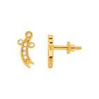 Aretes de Dama Oro 10k Rayo con Circonios
