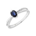 4x6mm Anillo de Dama Oro Blanco 14k Ovalados Luna con Zafiro y Diamantes Naturales