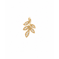 Dije Hoja de Olivo Oro 14k con Circonios