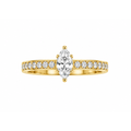 Anillo de Matrimonio para Dama Oro 10k Solitario Marquesa con Pavé en Banda