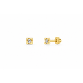 Aretes para Bebé Oro 14k Cuadrado con Circonio