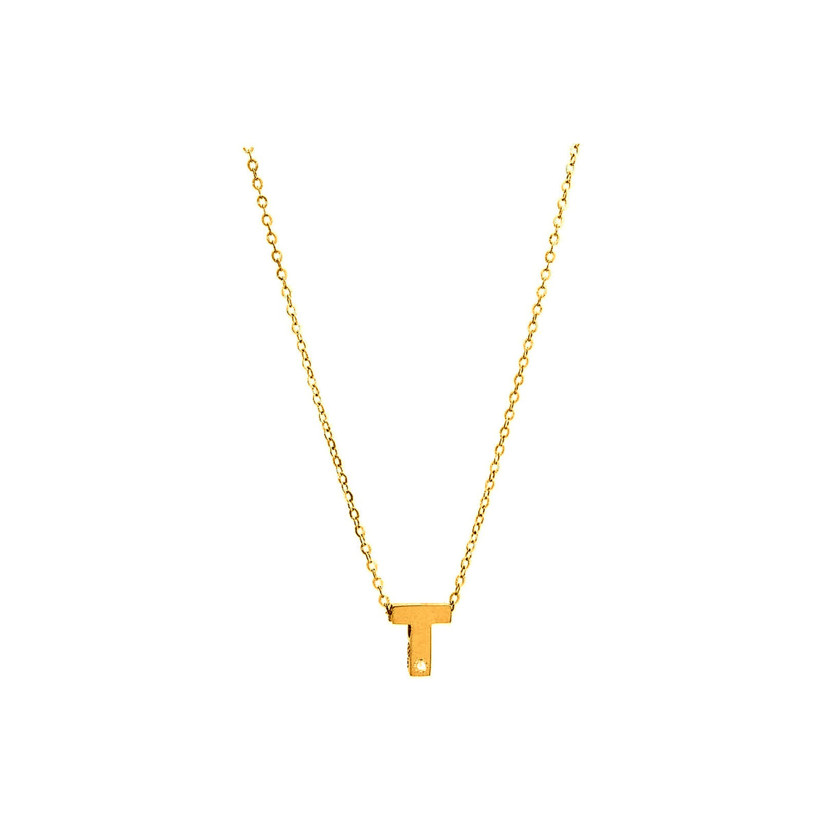 8mm Collar Oro 14k Inicial con Diamantes Naturales