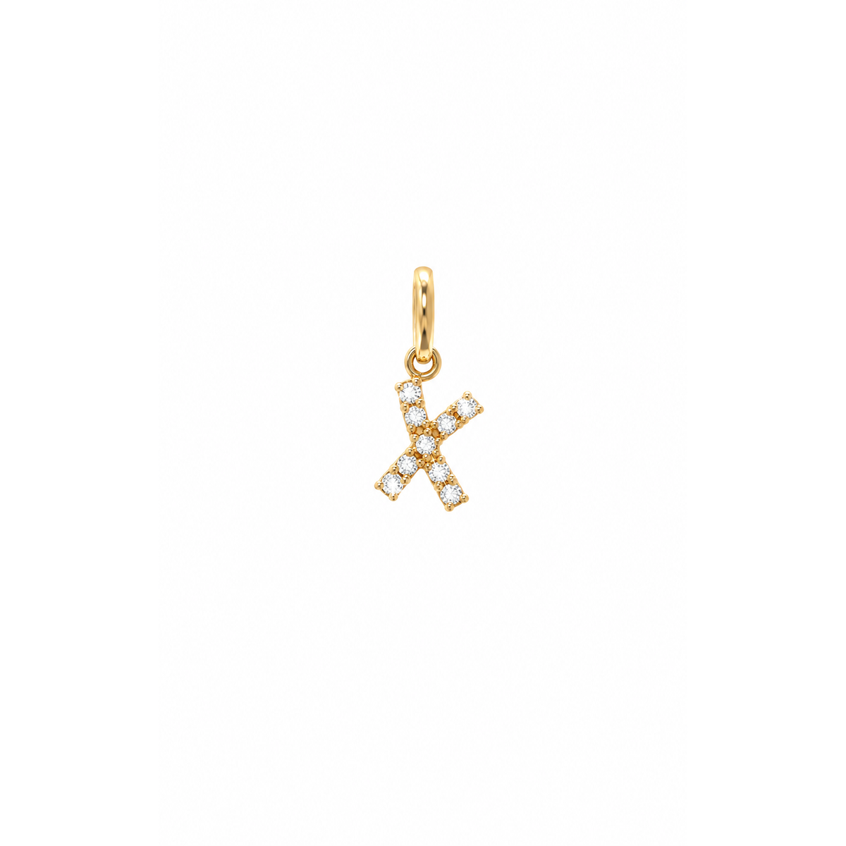 Dije Letra K Oro 14k con Circonios