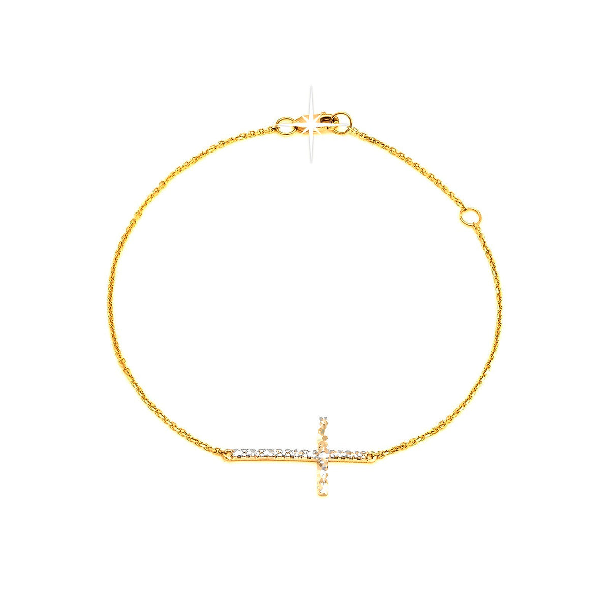18.31mm Brazalete de Dama Oro 14k Cruz Pavé con Diamantes Naturales