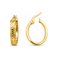 Aretes de Dama Oro 14k Argolla Ovalada con Borde Espiga Diamantado