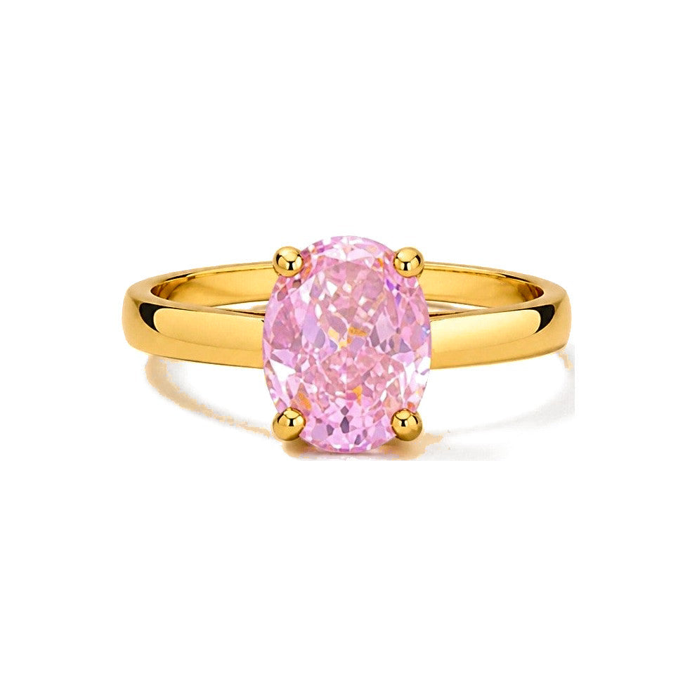 Anillo de Dama Oro 14k Solitario Rosa Clásico