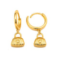 Aretes de Dama Oro 10k Aro con Dije de Bolso