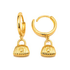 Aretes de Dama Oro 10k Aro con Dije de Bolso