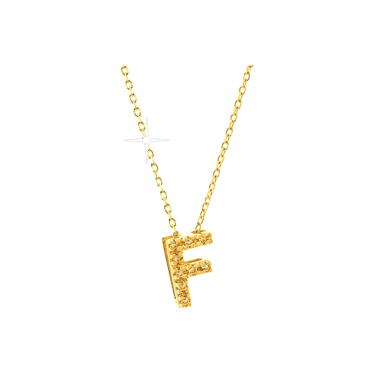 7mm Collar Oro 14k Inicial Pavé con Diamantes Naturales