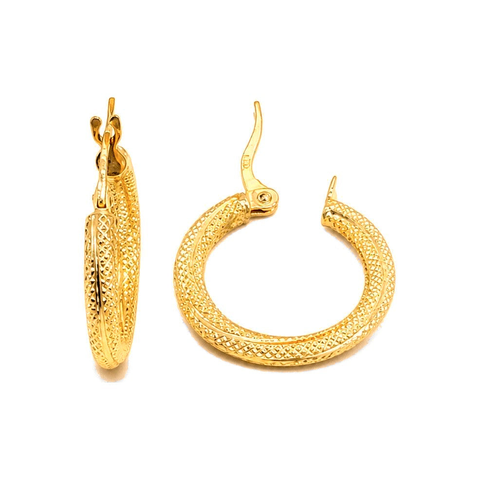Aretes de Dama Oro 10k Aro Grueso Calado Diamantado