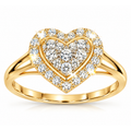 Anillo de Dama Oro 10k Corazón con Halo de Diamantes Naturales