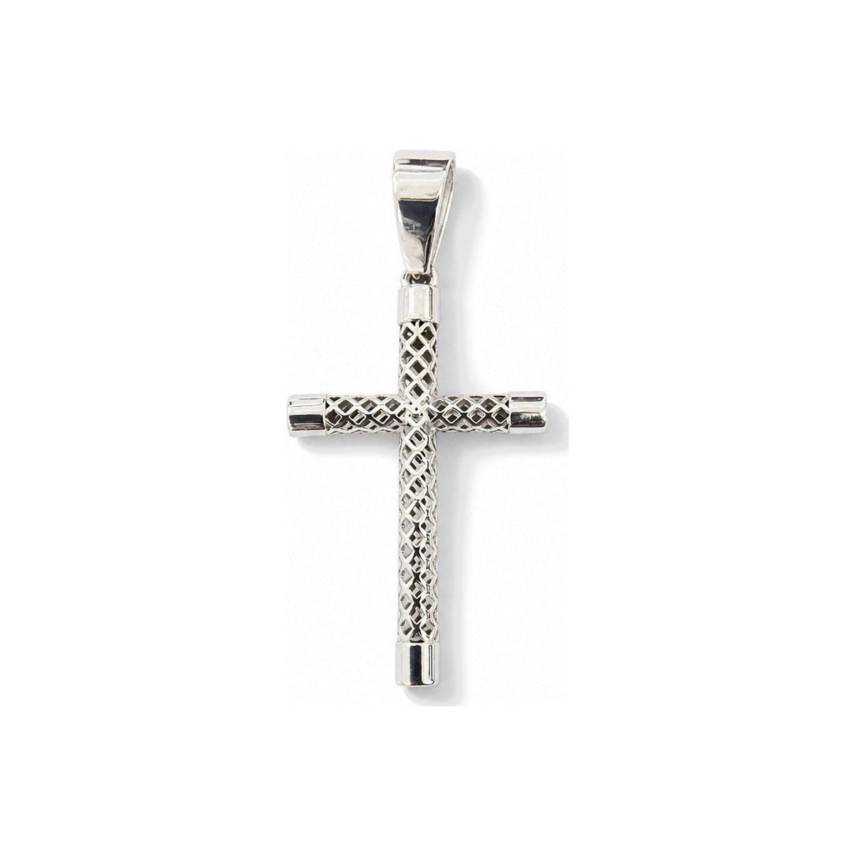 Dije Cruz Calada Oro Blanco 14k